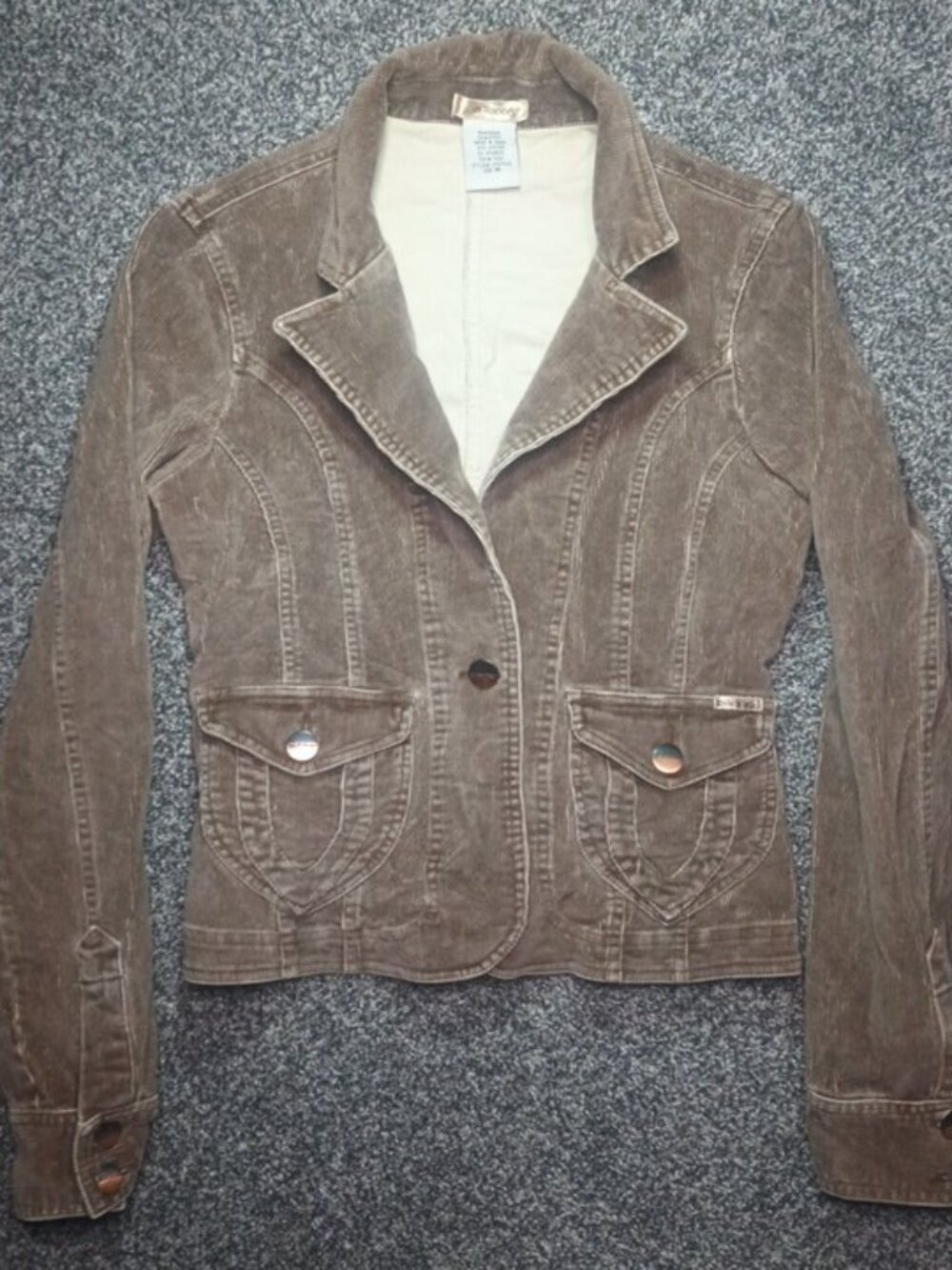 Vintage Billabong Women's Corduroy Blazer Jacket Sz M Brown Y2K Surf Skate Crop